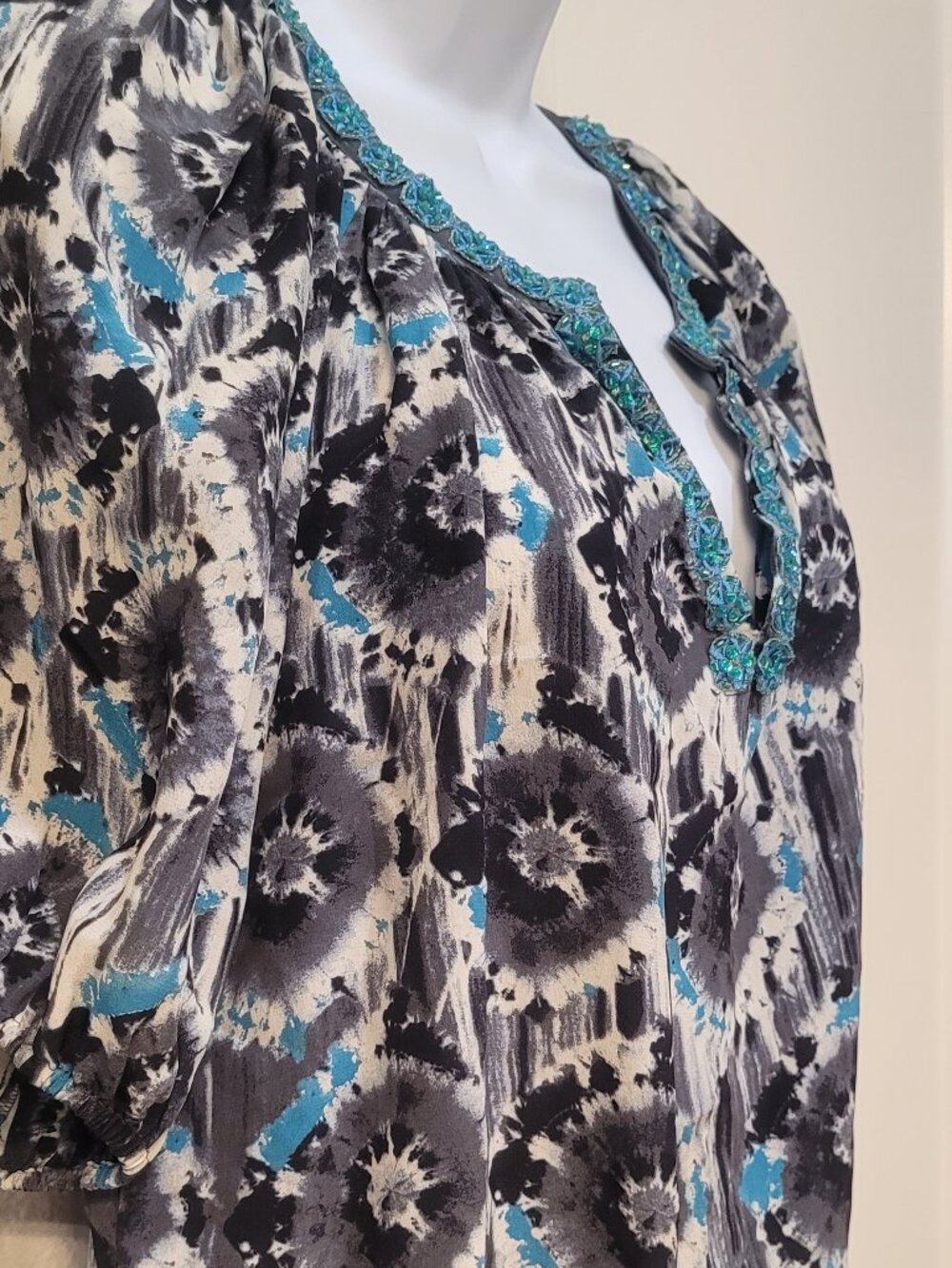 Karen Kane , size S, teal and black print - Picture 2 of 6